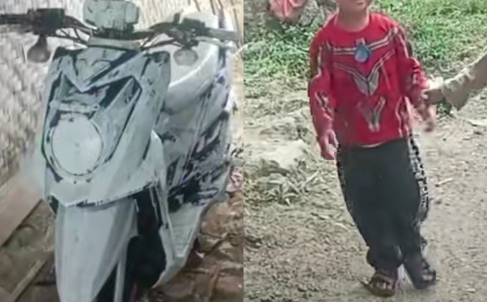 Aksi Nekat Bocil Iseng Motor Tetangga Dicoret coret Pakai Cat Tembok