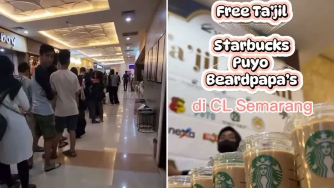 Antrean Mengular di Mal Demi Takjil Gratis Minuman Starbucks