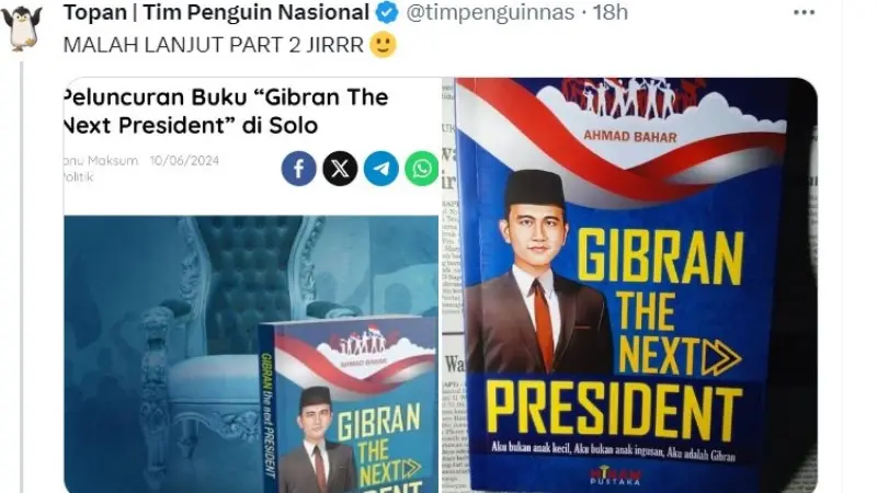 Beredar Penampakan Buku Gibran The Next President: Aku Bukan Anak Ingusan, Sosok Gibran Rakabuming Disebut Sebagai Peristiwa Budaya