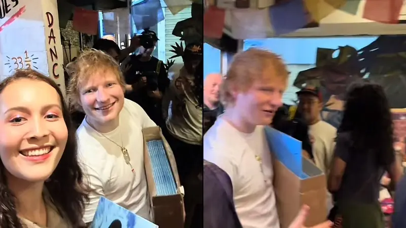 Gak Sengaja Bertemu Ed Sheeran di Pasar Santa, Wanita Ini Dapat Vinyl: Tadinya cuma Mau Makan