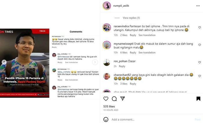 Gaya Elit Bayar Utang Sulit, Viral Orang Indonesia Pemilik Pertama iPhone 15 Pro Max yang Ditagih Utang Netizen