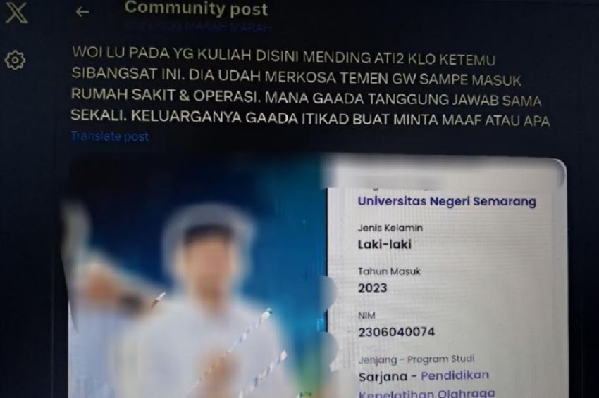 Geger Viral Mahasiswa Unnes Diduga Pelaku Pemerkosaan, Korban Harus Dioperasi