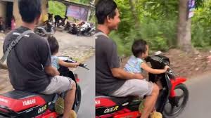 Heboh Bocil Pegang Setir Motor Bonceng Bapaknya Bikin Deg degan, Definisi Nantang Maut