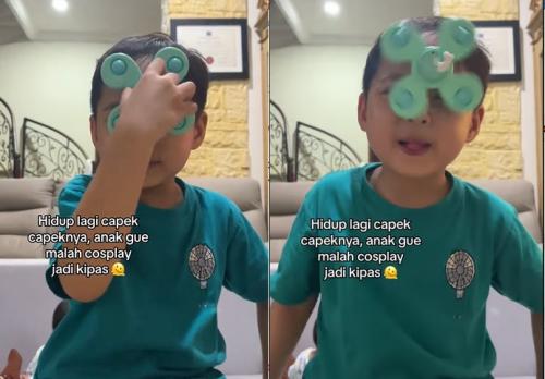 Hidup Lagi Capek Capeknya, Anak Tasya Kamila Malah Cosplay Jadi Kipas Angin