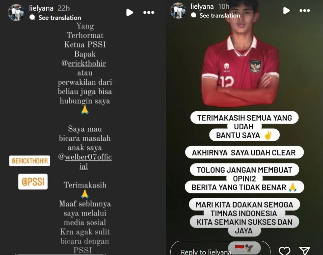 Ibu Welber Jardim Akui Sudah Dikontrak PSSI Usai Postingannya Viral