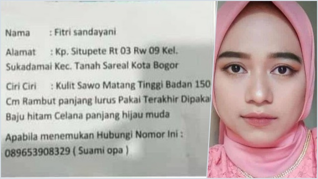 Istri di Bogor Hilang saat Suami Beli Bakso, Pernikahan Belum Genap Sebulan