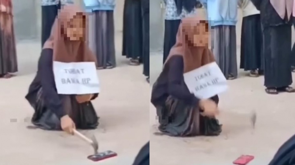 Ketahuan Bawa HP, Santriwati Ini Dipaksa Hancurkan HP nya Sendiri, Gak Ada Cara Lain