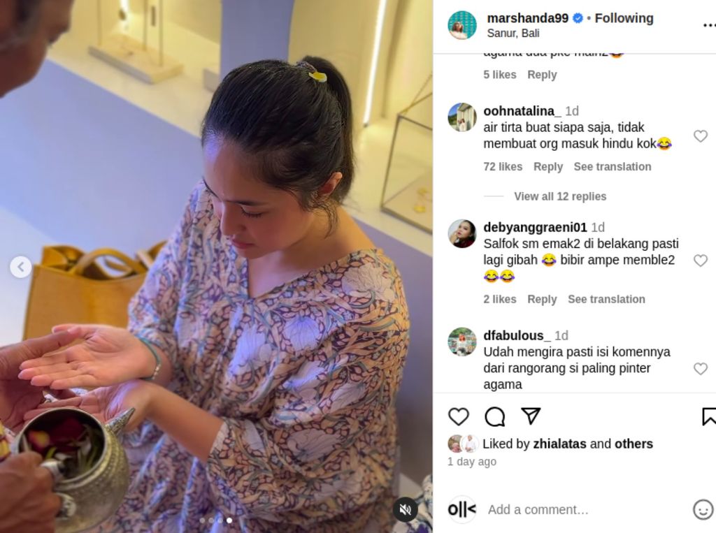 Marshanda Dituding Syirik Usai Ikuti Ritual Hindu di Bali, Begini Penjelasannya