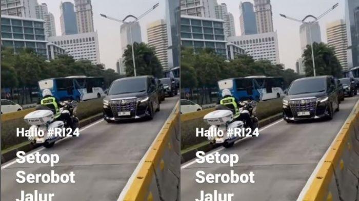 Mobil Dinas Kementerian Melintas di Jalur Busway dengan Kawalan Patwal di Thamrin