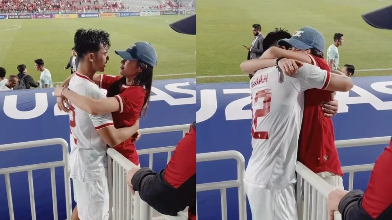 Momen Manis Pratama Arhan Cium Cincin Nikah hingga Peluk Sang Istri di Laga Indonesia vs Korea Selatan