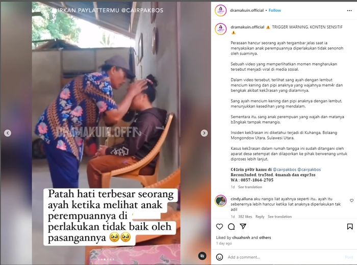 Momen Pilu Seorang Ayah Tak Kuasa Menahan Tangis Melihat Anaknya Jadi Korban KDRT di Sulut