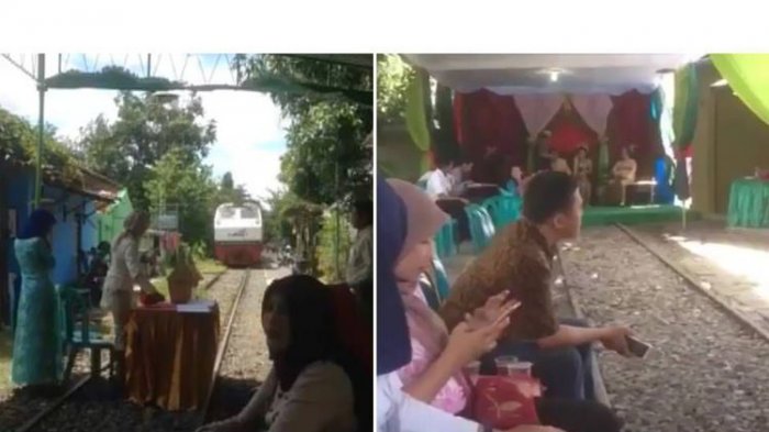 Pernikahan Viral Bikin Netizen Takjub, Ada Kereta Lewat Saat Resepsi Digelar