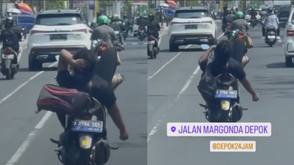 Polisi Selidiki Pria Depok Makan Pizza Sambil Motoran, Bakal Ditilang