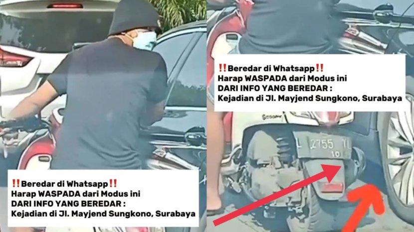 Pria Pakai Sandal Berpaku Diduga Bocorkan Ban di Surabaya Diburu Polisi