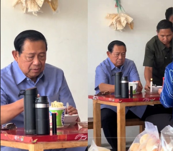 SBY Makan Pop Mie di Warung Pinggir Jalan, Momennya Viral