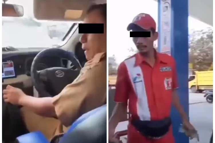 Sejumlah Orang Berseragam PNS Beli Bensin Pertalite Rp10000 Sambil Tetawa Tawa di Dalam Mobil