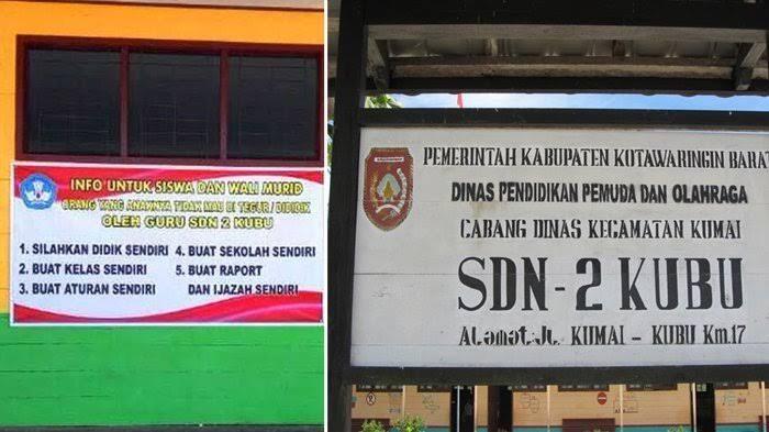 Spanduk Unik SDN 2 Kubu yang Viral di Media Sosial