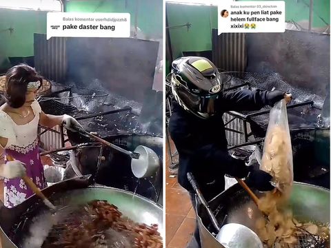 Tukang Kerupuk Viral Bikin Ngakak, Goreng Kerupuk Pakai Kostum Nyeleneh