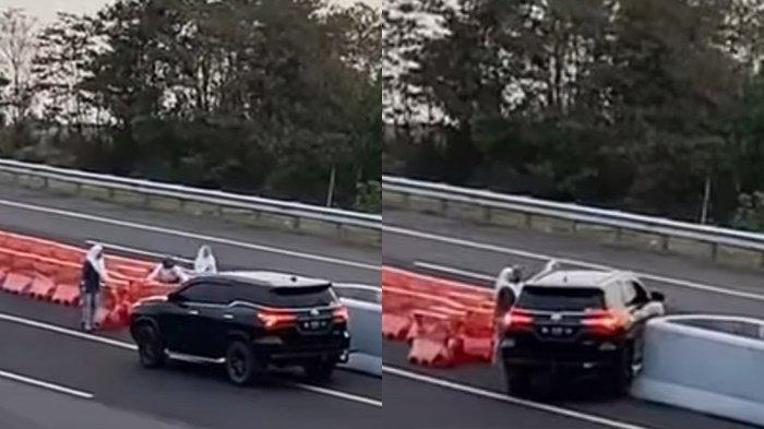 VIRAL 3 Emak Emak Buka Pembatas Jalan Di Tol Indralaya Prabumulih Demi Fortuner Hitam Putar Balik