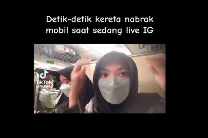 Video Viral Penumpang Asik Live IG Kaget Kereta Api Tabrak Mobil, Terdengar Suara Seperti Hujan Batu