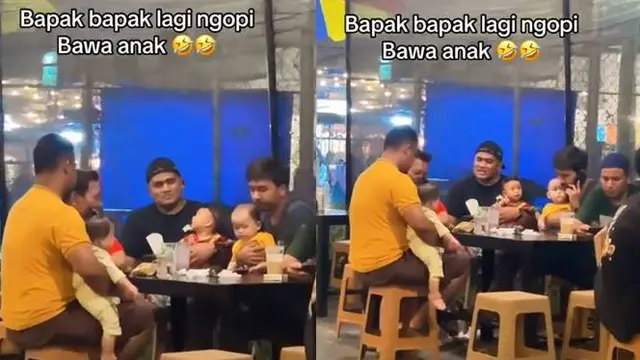 Viral, Momen Bapak Muda Nongkrong Bareng Sahabat Sambil Momong Anak