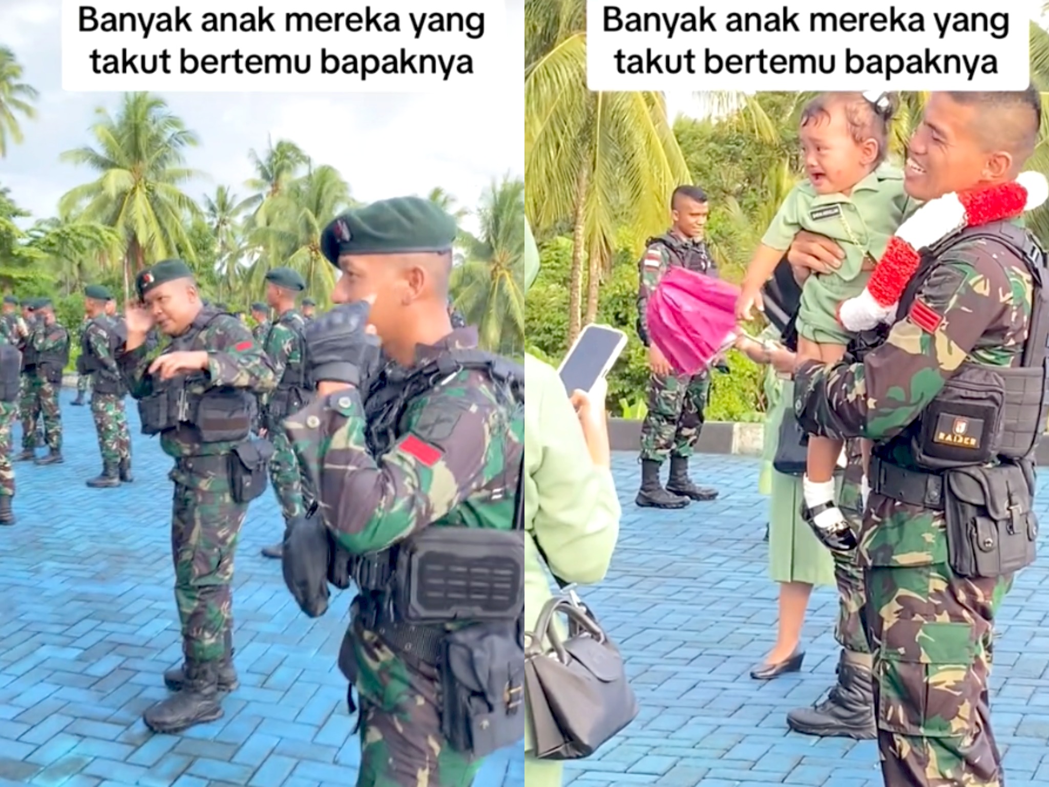 Viral, Momen Haru Anggota TNI Lama Tugas di Papua Kembali Pulang, Anak Nangis Tak Mau Digendong