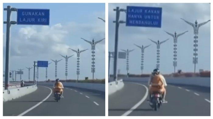 Viral 2 Bule Boncengan Motor Terobos Jalur Mobil di Tol Bali Mandara