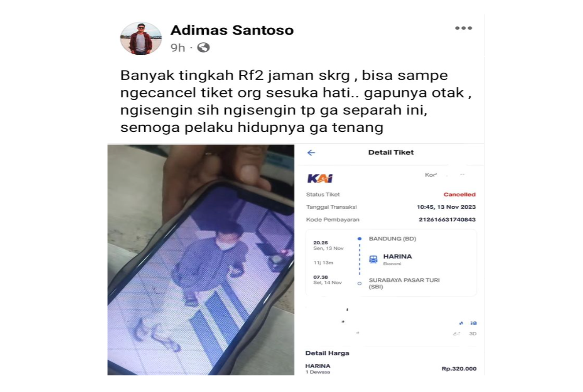 Viral Ada Oknum Batalkan Tiket Kereta Api Tanpa Sepengatuhan Pemilik