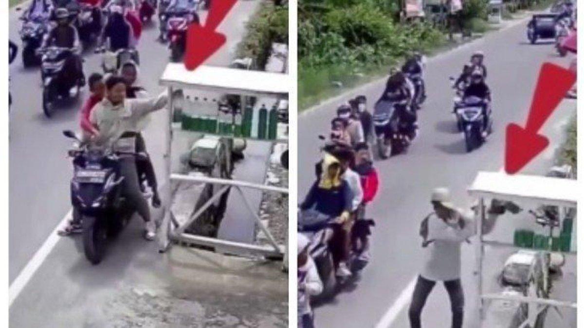 Viral Aksi Geng Motor Curi Bensin Eceran saat Konvoi, Berbonceng Tiga hingga Langsung Tancap Gas