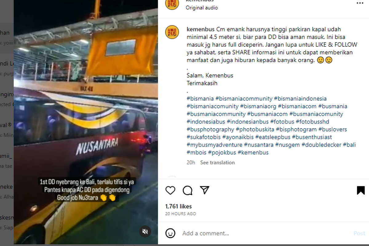 Viral Aksi Piawai Sopir Bus Tingkat Saat Masuk Kapal Feri