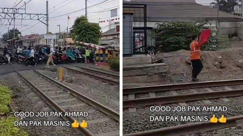 Viral Banyak Pemotor Terobos Palang Rel di Jaktim Saat KA Hendak Melintas