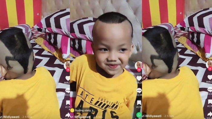 Viral Bikin Ngakak, Rambut Anak di Bandung Dipangkas Jadi Bentuk Kadal Oleh Sang Ayah