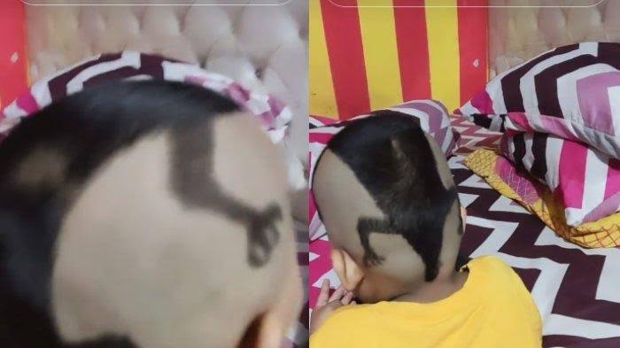 Viral Bikin Ngakak, Rambut Anak di Bandung Dipangkas Jadi Bentuk Kadal Oleh Sang Ayah