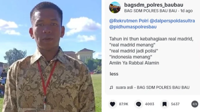 Viral Calon Siswa Polres Baubau Bernama Real Madrid, Warganet: Bapaknya Madridista