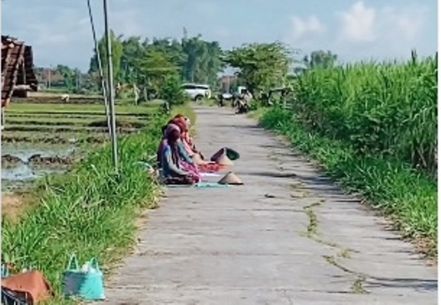 Viral Ibu Ibu Petani Sholat Berjamaah di Depan Sawah Usai Menanam Padi