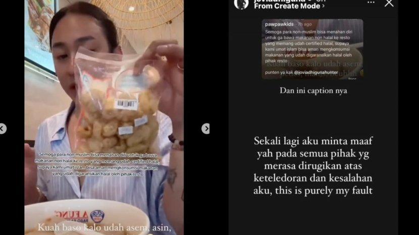 Viral Influencer Jovi Adhiguna Makan Kerupuk Babi di Resto Baso Halal