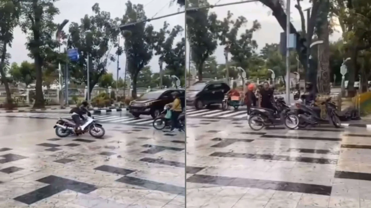 Viral Jalan Dikeramik Bikin Banyak Pemotor Terpeleset, Netizen: Habis habisin Duit Rakyat Aja