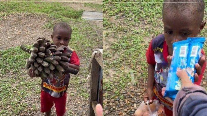 Viral Kisah Anak Pedalaman Papua Barter Pisang Demi Bisa Makan Mie Instan