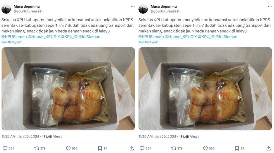 Viral Konsumsi Pelantikan KPPS Sleman Tak Layak Makan