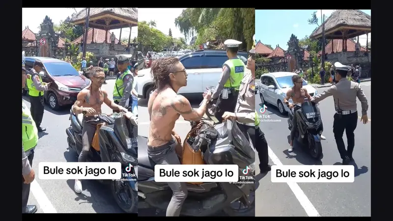 Viral Lagi Bule Naik Motor di Bali Tak Pakai Helm Mengamuk Saat di Hentikan Polisi