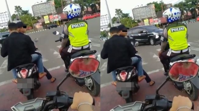 Viral Pengendara Motor Ini Keciduk Polisi Tanpa Pakai Helm