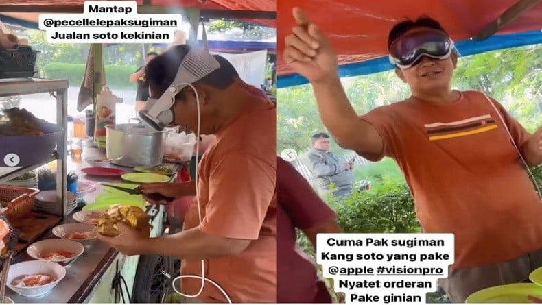 Viral Penjual Soto Berjualan Pakai Apple Vision Pro, Ini Penjelasan Pemilik Warung