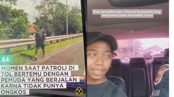 Viral Polisi Bantu Kuli Bangunan yang Berjalan Semalaman di Pinggir Tol Purbaleunyi, Kisahnya Bikin Nangis