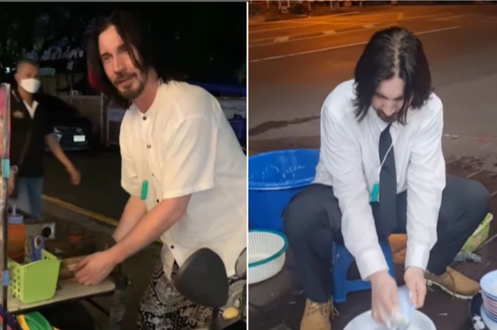 Viral Pria Mirip Keanu Reeves Kerja Serabutan Cuci Piring hingga Jualan Keliling 