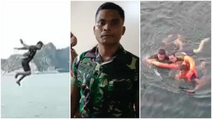 Viral Seorang Pria Terjun ke Laut Usai Ngobrol dengan Anggota TNI