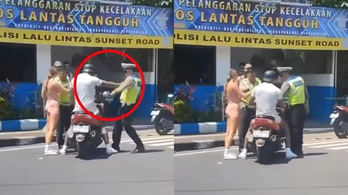 Viral Tak Terima Ditilang Bule Dorong Polisi di Bali