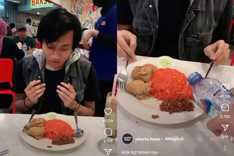 Viral Video Orang Makan Tapi Nasinya Dituangi Air Bikin Netizen Marah: Berantem Sih Kalau Gue