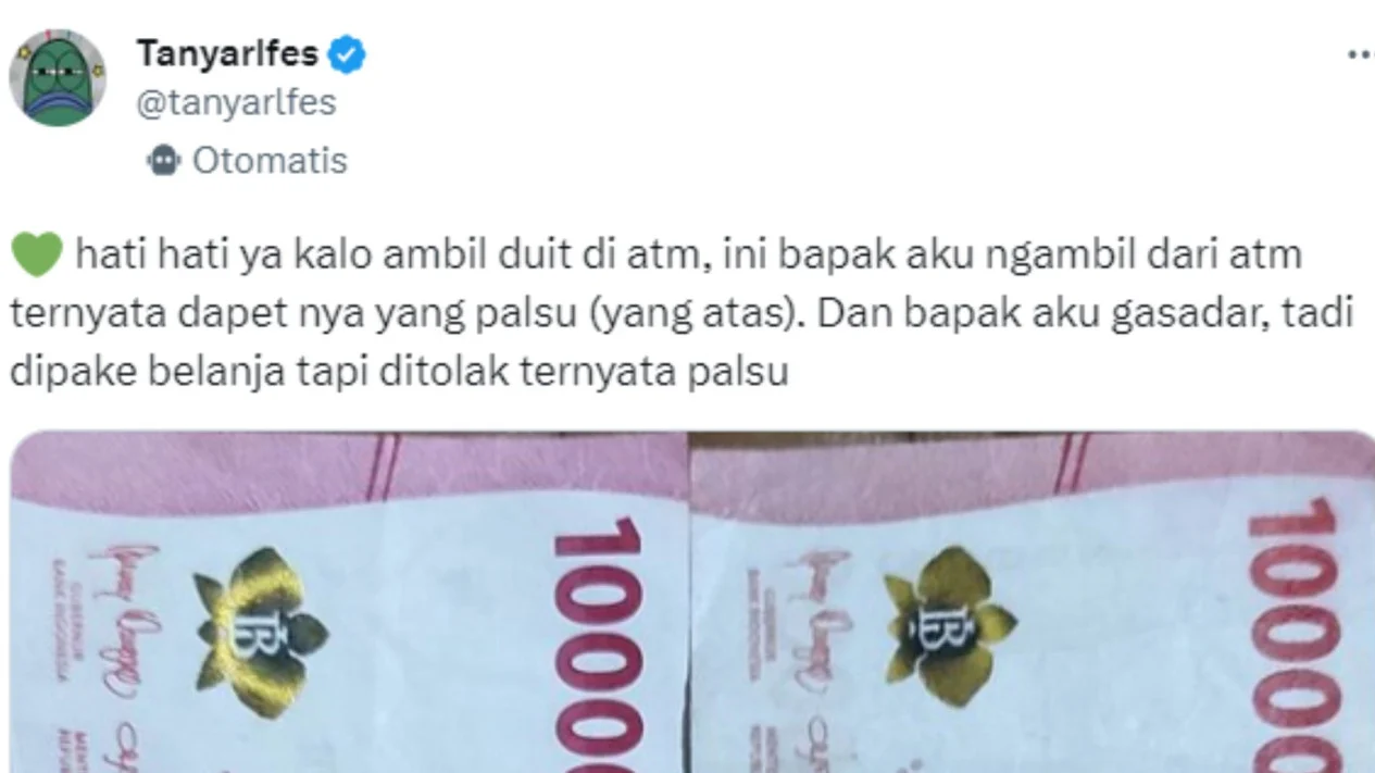 Waspada Uang Palsu Tersebar Lewat ATM, Bank Indonesia Beri Imbauan